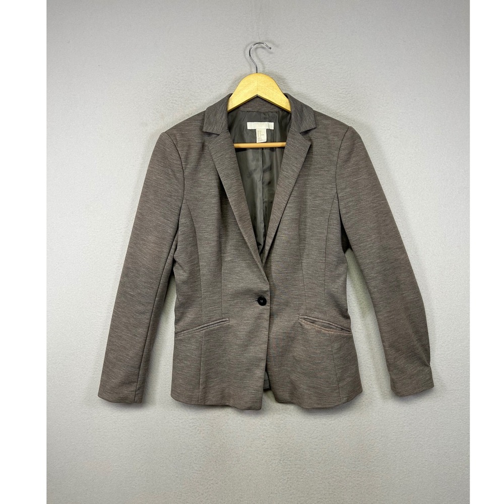 Corporate Core H&M Womens Size 8 Taupe‎ Brown Marl Single Button Jersey Blazer
